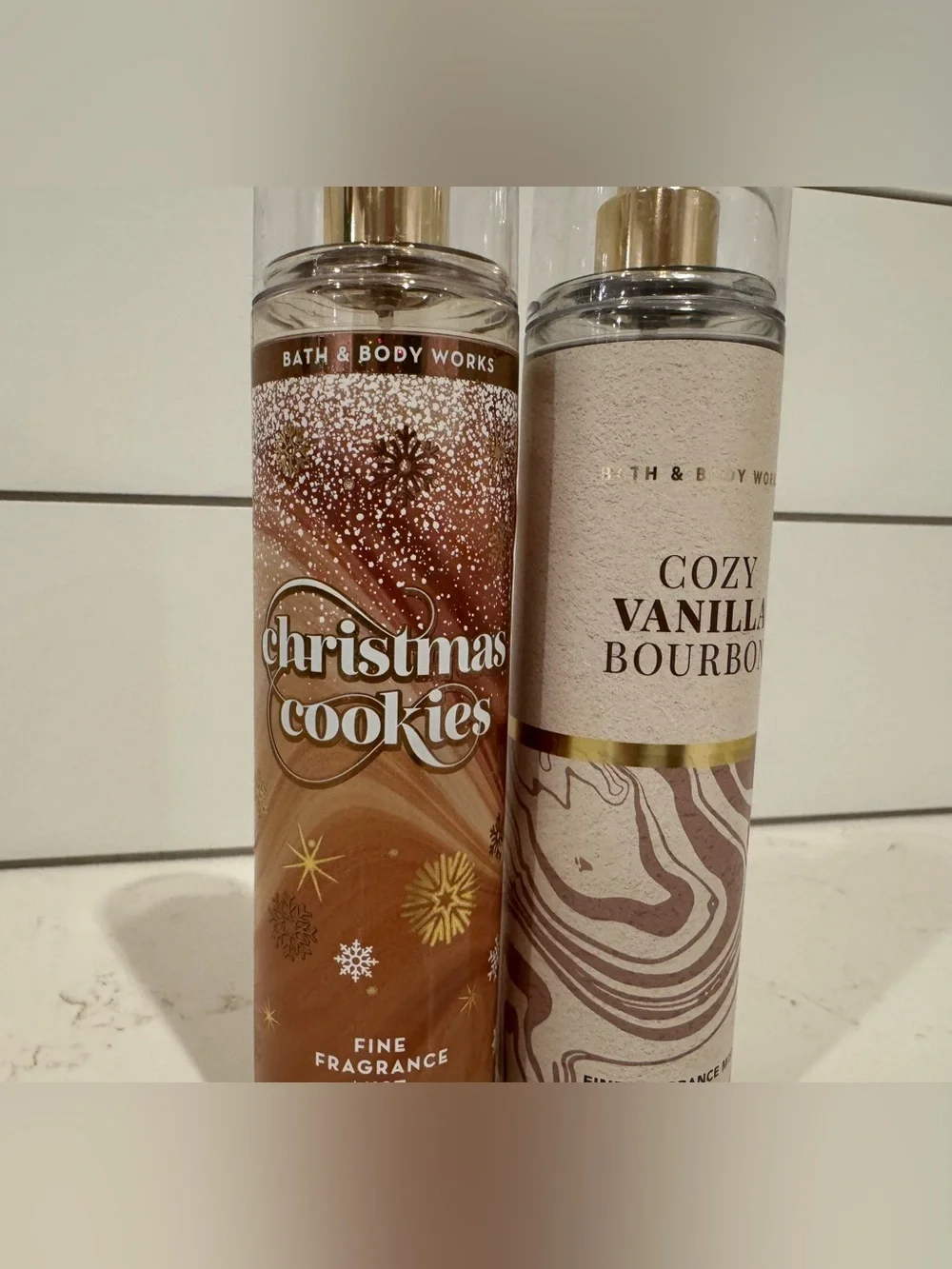 Bath & Body Works Cozy Vanilla Bourbon, Christmas Cookies Fine Fragrance Mist